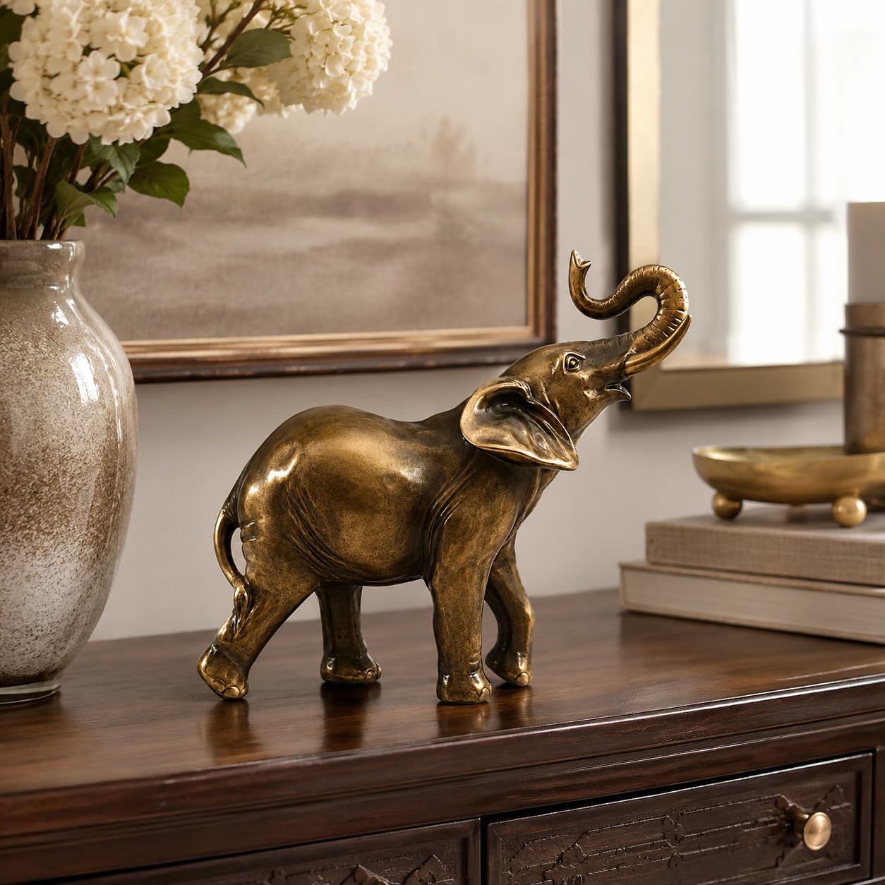 Comfy Hour 6" Elephant Decorative Tabletop Figurine, Bronze