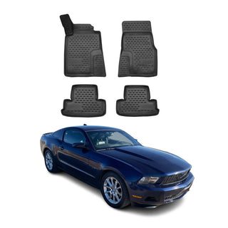 OMAC Floor Mats for Ford Mustang 2010-2014 Car Mats All Weather 3D Custom Fit Rubber Mat Waterproof Odorless TPE Floor Liners Laser Measured Non-Slip (Black)