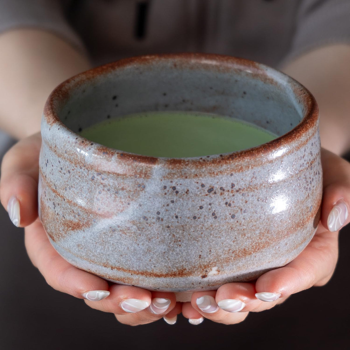 Urban Tokyo Matcha Bowl Minoware Porcelain Reactive Glazed 12 oz Handcrafted Porcelain Made In Japan (Orange White Reactive)