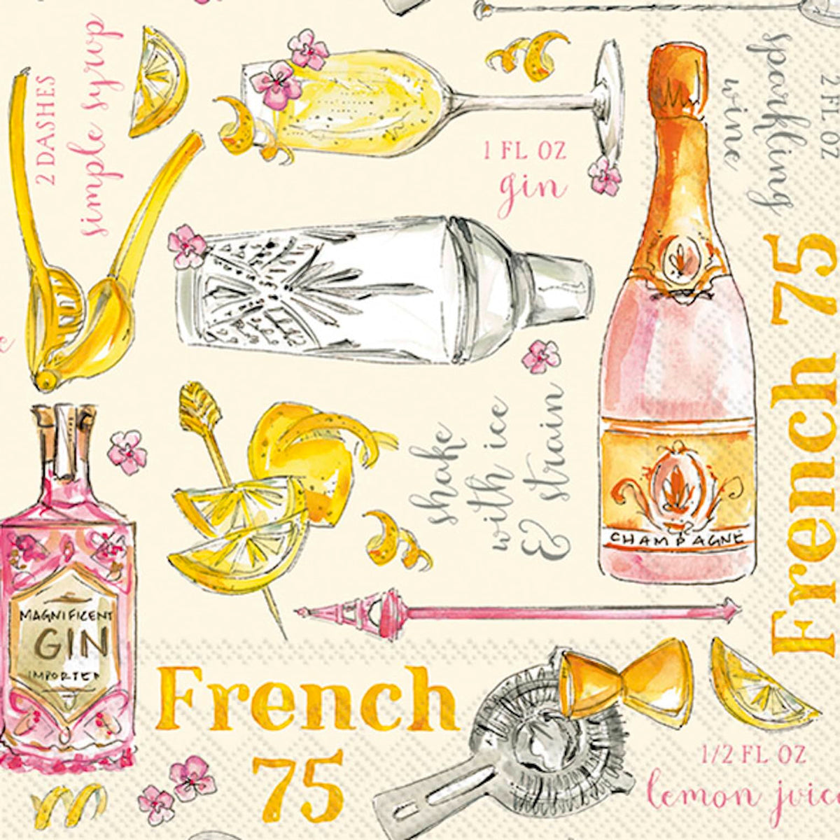ihr SINCE 1977 Disposable Napkin, 5" x 5", French 75