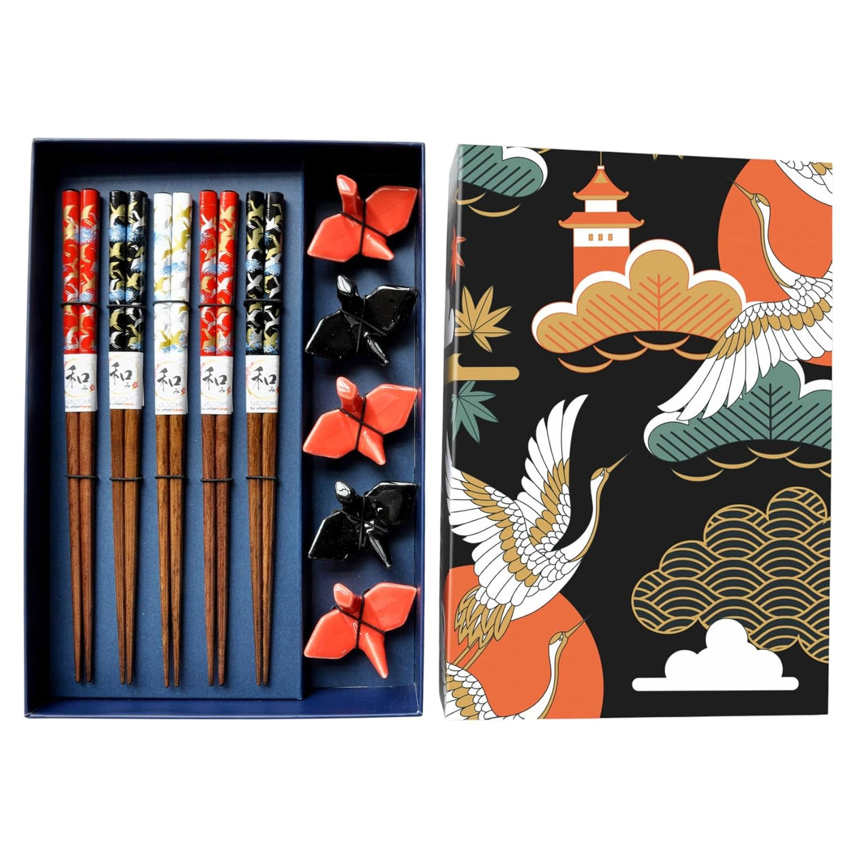 Urban Tokyo Chopstick, 9 Inches, Red and Black