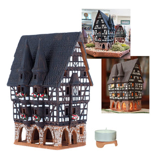 Midene Candle Holder, 6.3" x 3.74" x 4.72", Black, White, Grey, Brown