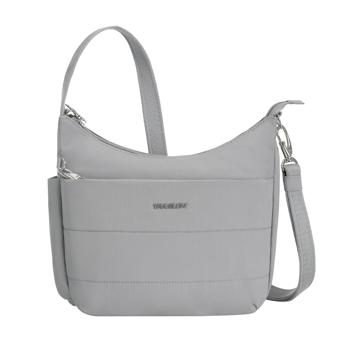 Travelon Handbag, 8"H(center) x 9.75"H(wing) x 11W x 3"D, Glacier