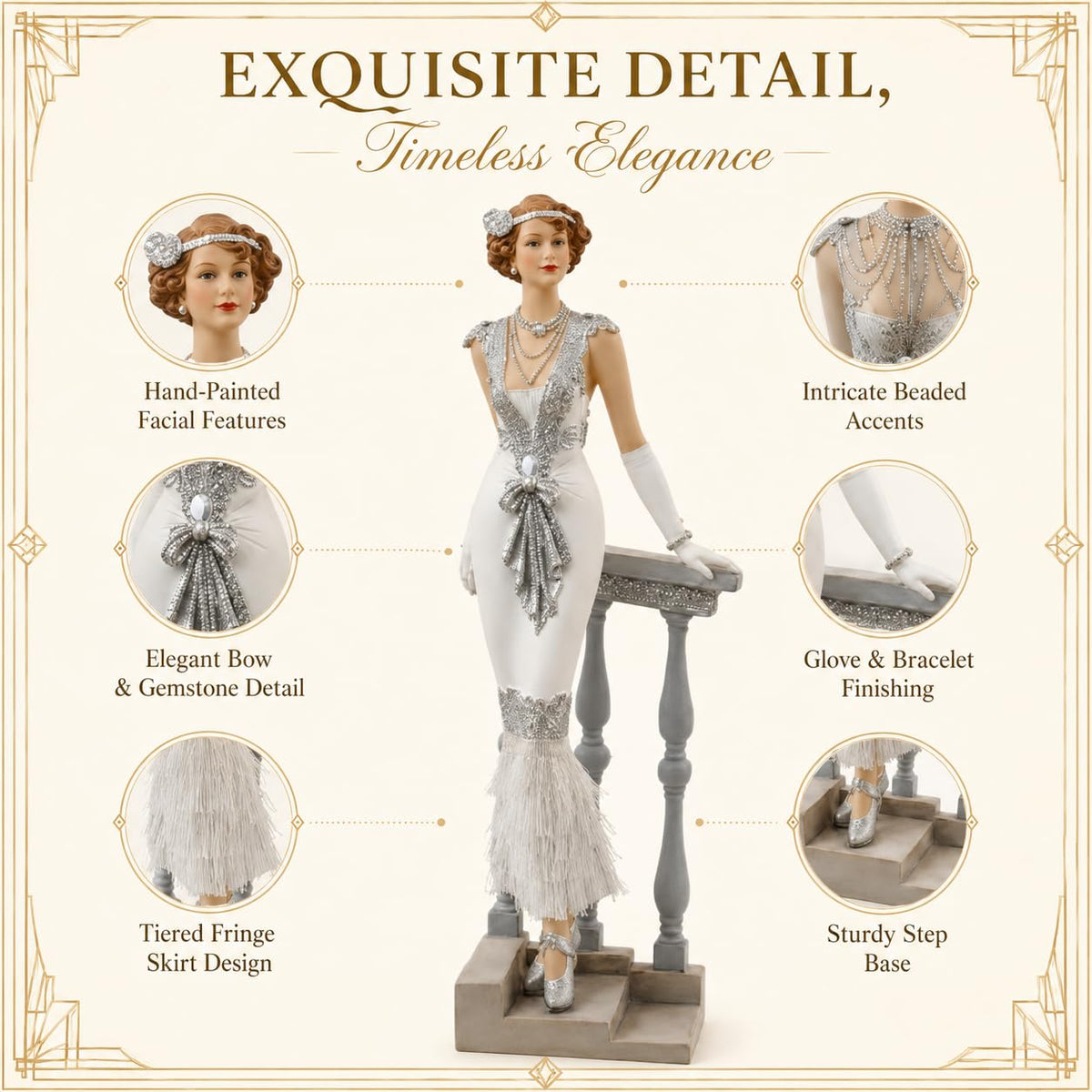 Comfy Hour 13 Inch Victorian Lady Figurine, Art Deco Staircase Statue