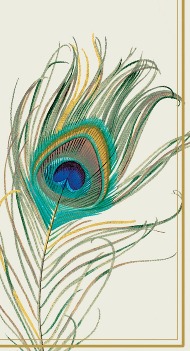 Boston International Disposable Napkin, 8.5" x 4.5", Peacock Feather