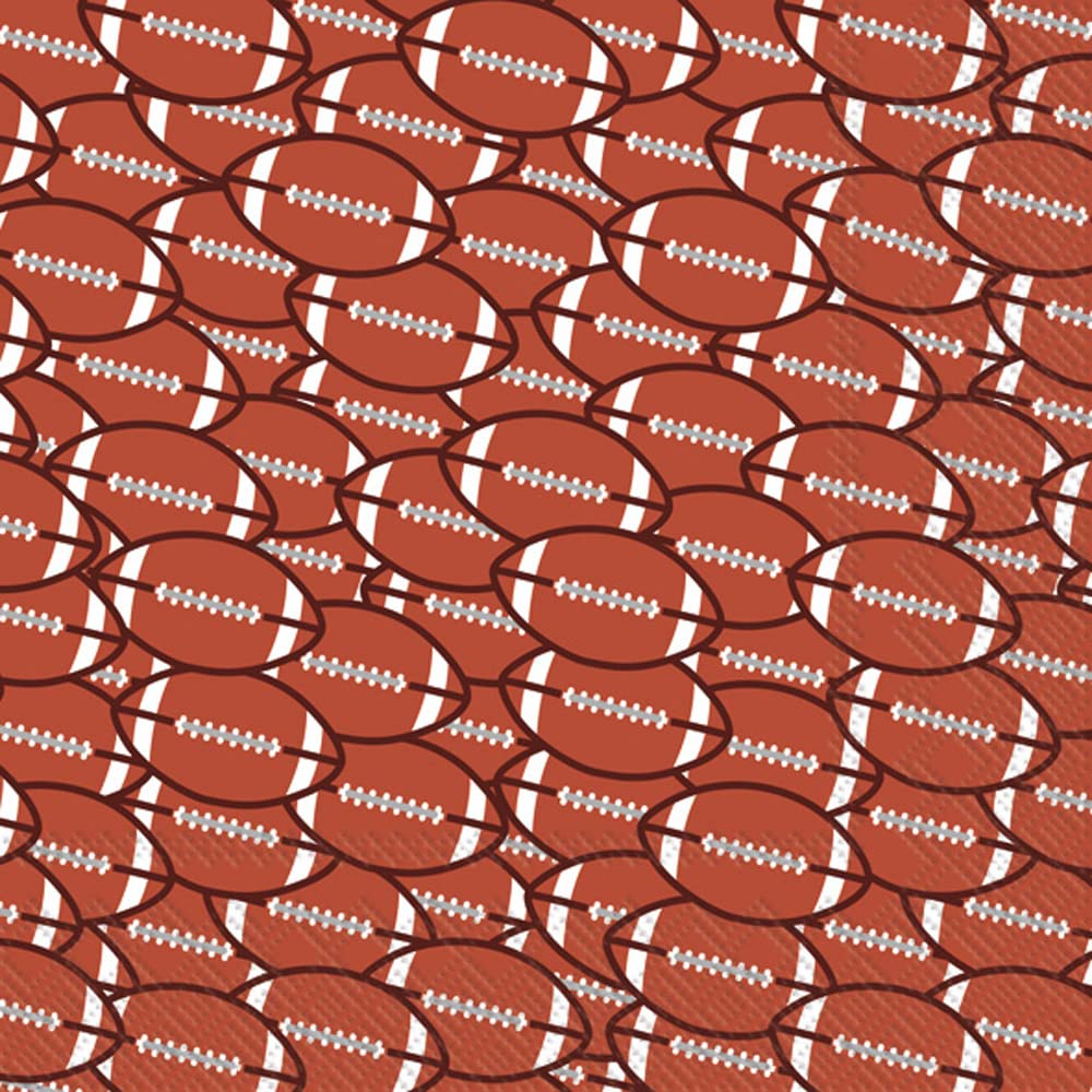 Boston International IHR 3-Ply Paper Napkins, 20-Count Cocktail Size, Football Red Brown