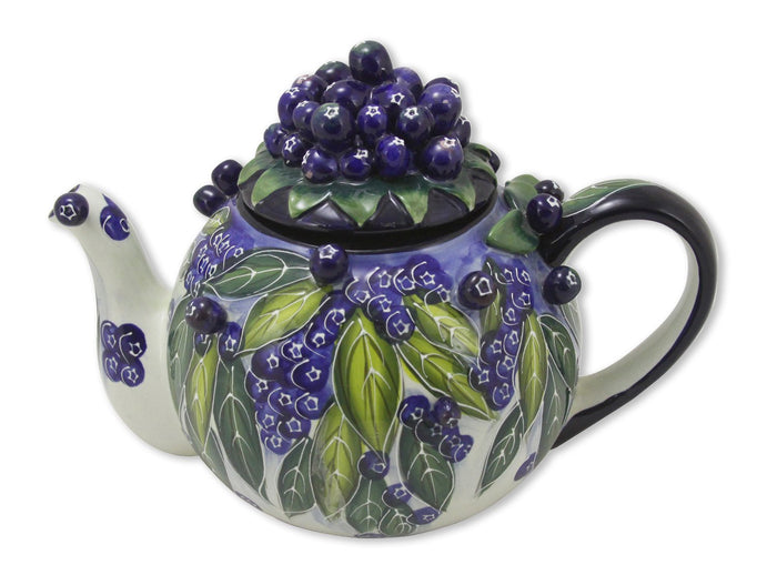 Blue Sky Clayworks Clayworks Blueberry Teapot, 10 x 6.5 x 7"