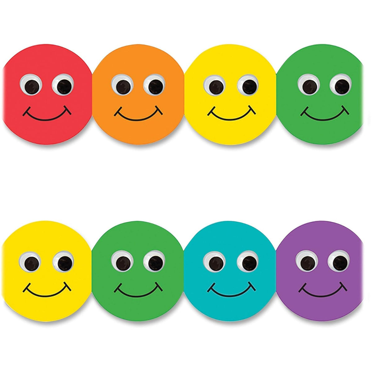 Hygloss Products Smiley Face Die-Cut Bulletin Board Border – Classroom Decoration – 3 x 36 Inch, 12 Pack