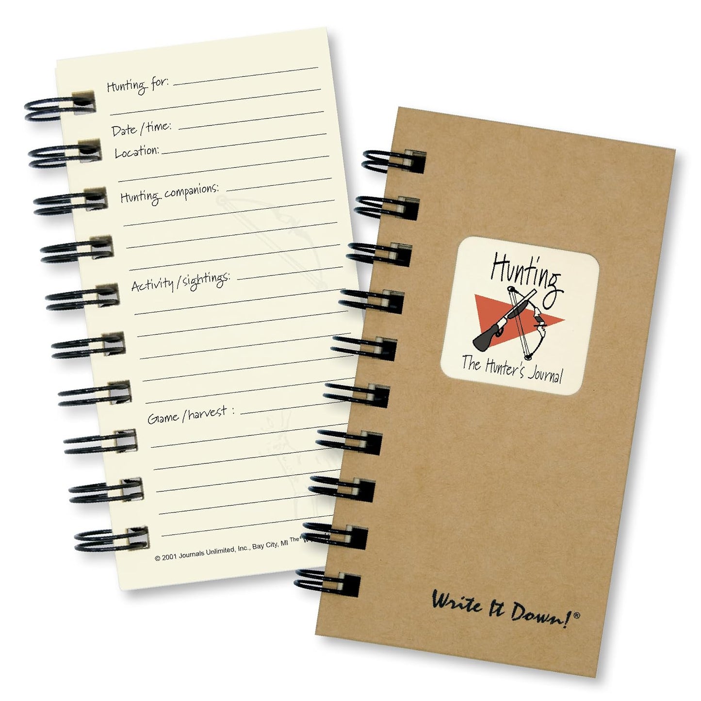 Journals Unlimited Hunting, The Hunter's Journal - MINI Kraft Hard Cover (prompts on every page, recycled, read more...)