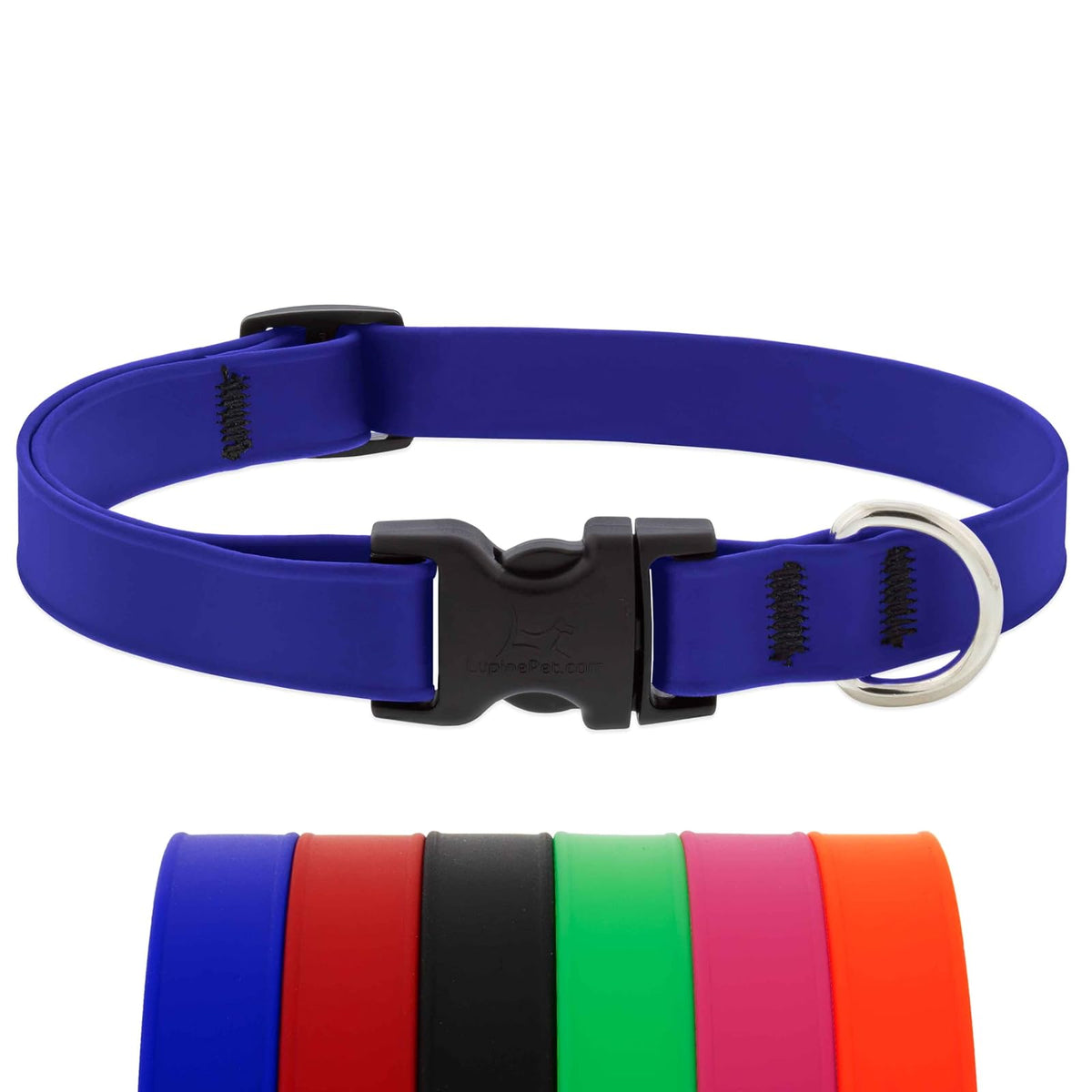 LupinePet Animal Collar, Medium: Adjusts from 13 to 22 in, 3/4-in wide, True Blu