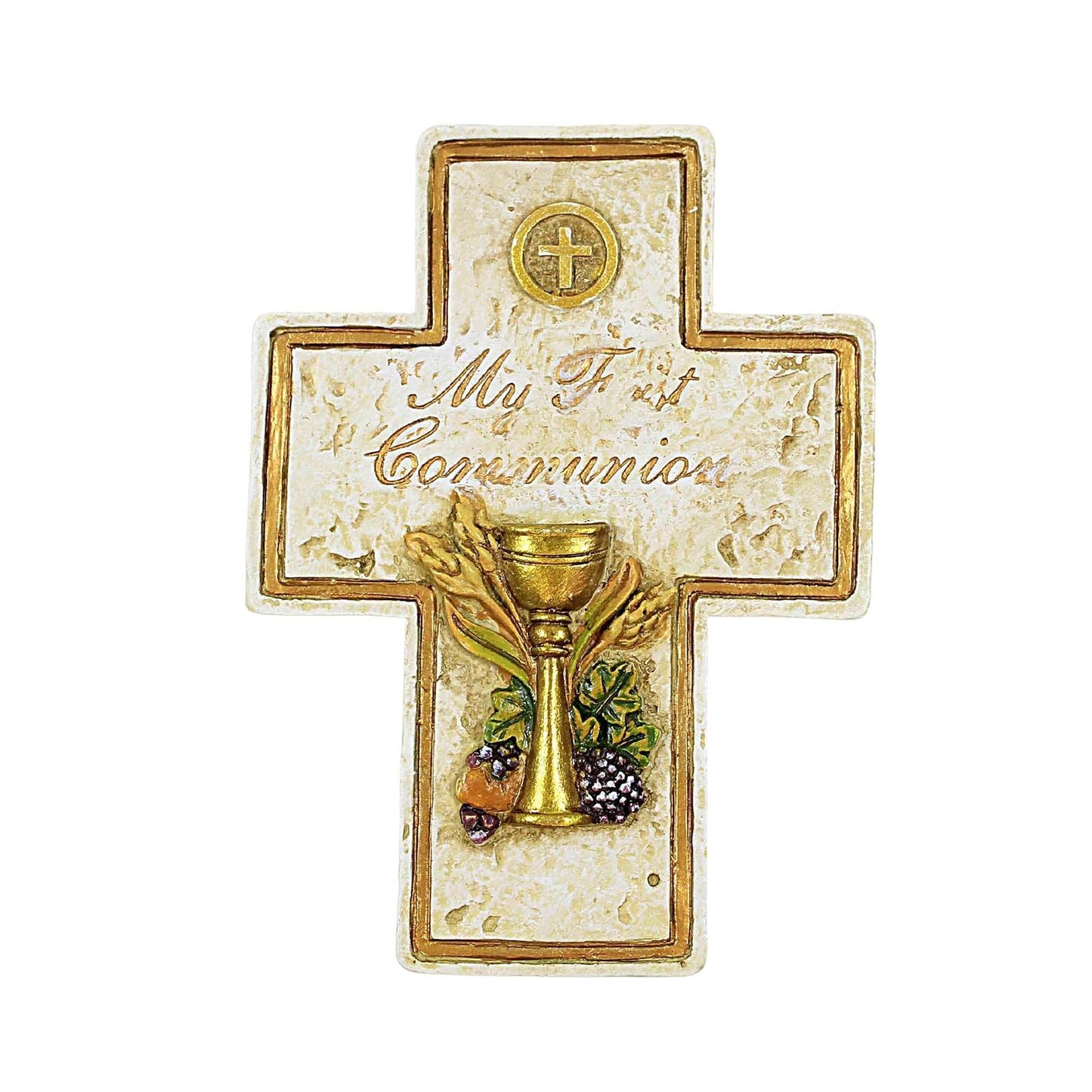 Roman My First Communion Cross Shaped 2.5 x 3.5 Inch Resin Stone Keepsake Box