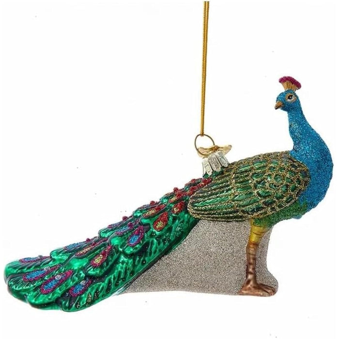Kurt S. Adler Peacock Themed Purple Blue Teal Green Ornaments (5" Peacock Christmas Ornaments Bird NB1732)