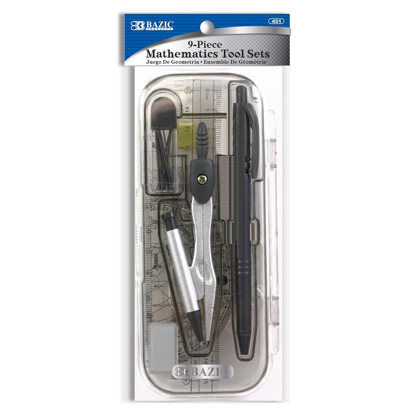 BAZIC Math Tool Set, 8 Pieces (451)