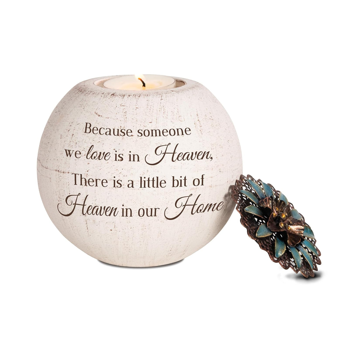 Pavilion Gift Company Candle Holder, 4", Cream, Bronze, Teal