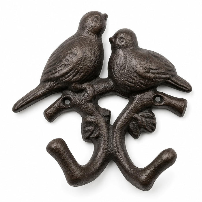 Comfy Hour 5.4 Inch Cast Iron Bird Wall Hook, Double Bird Design
