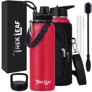 Trek Leaf Bottle, 40 Ounces, Red