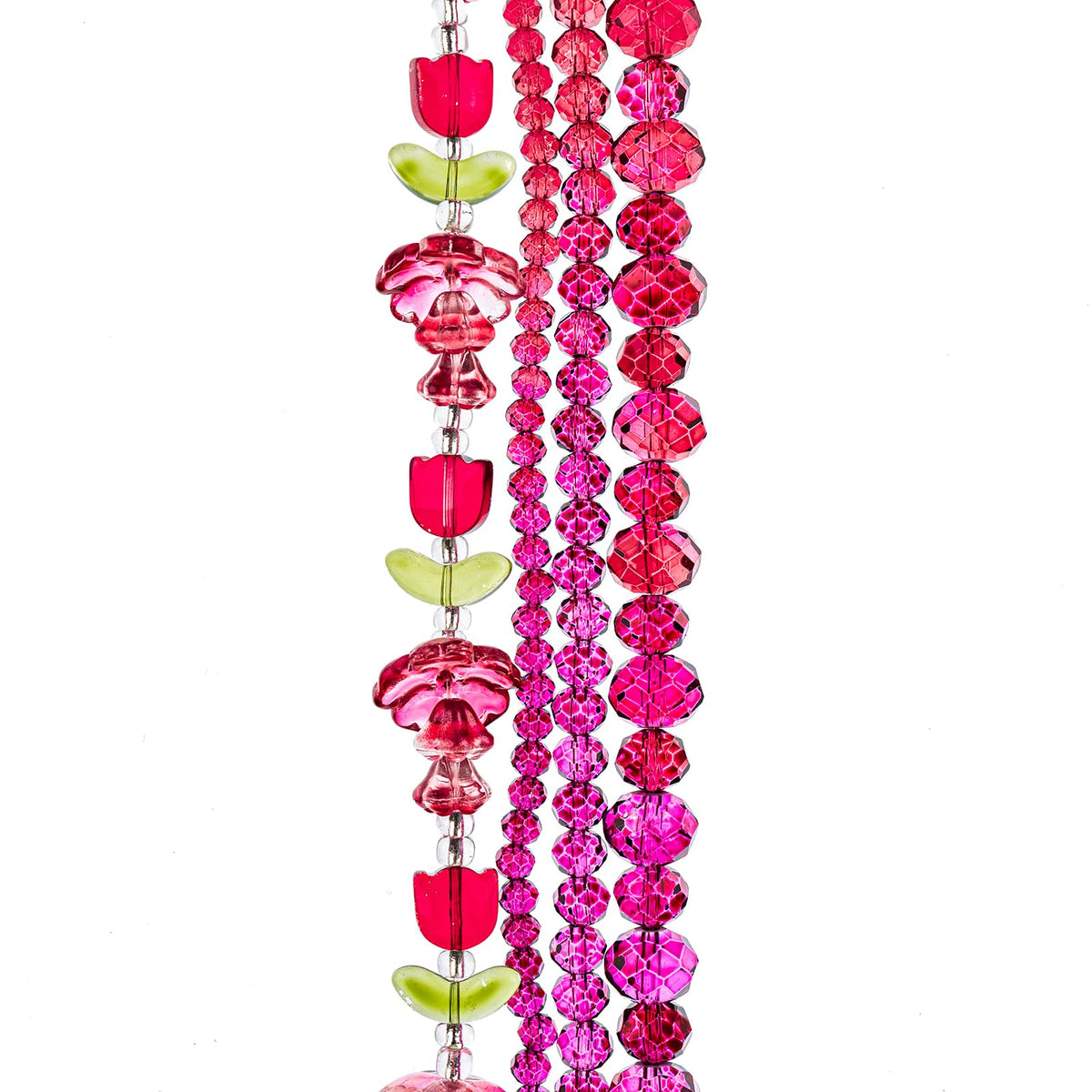 John Bead Garland, Treehouse Mix, Red and Purple Mix