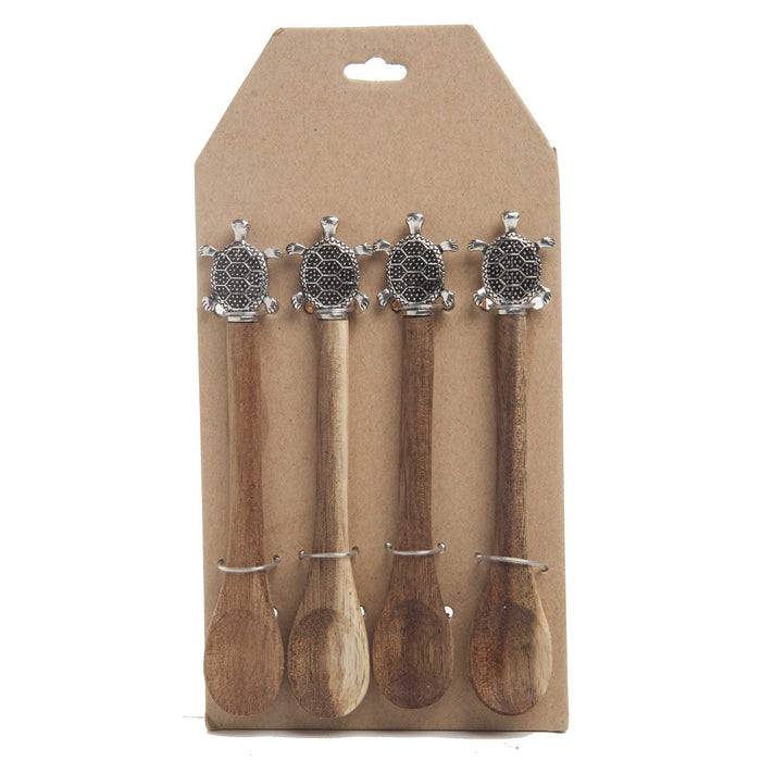 Beachcombers Wood Spoon Set 4 Turtle Design