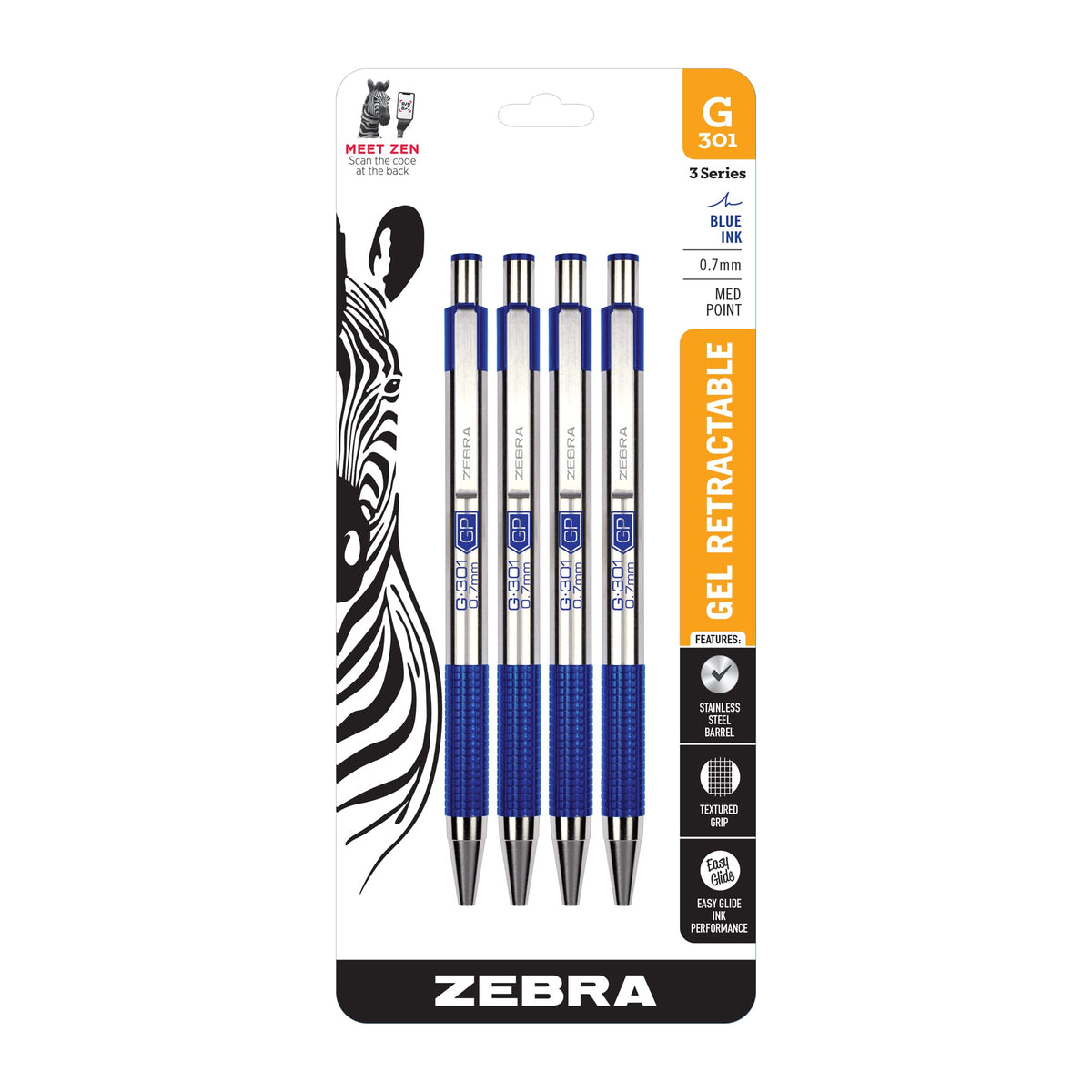 Zebra Pen Writing Instrument, 1 Count (Pack of 4), Blue B