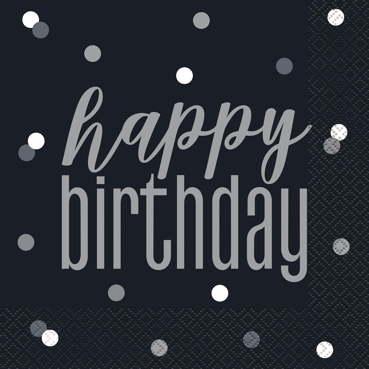 Unique Disposable Napkin, Happy Birthday, Black