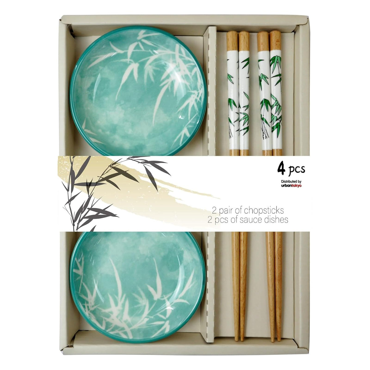 Urban Tokyo Dishware Bowl, 4 Piece Set, Turquoise And White