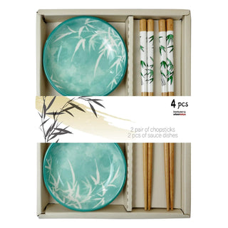 Urban Tokyo Dishware Bowl, 4 Piece Set, Turquoise And White