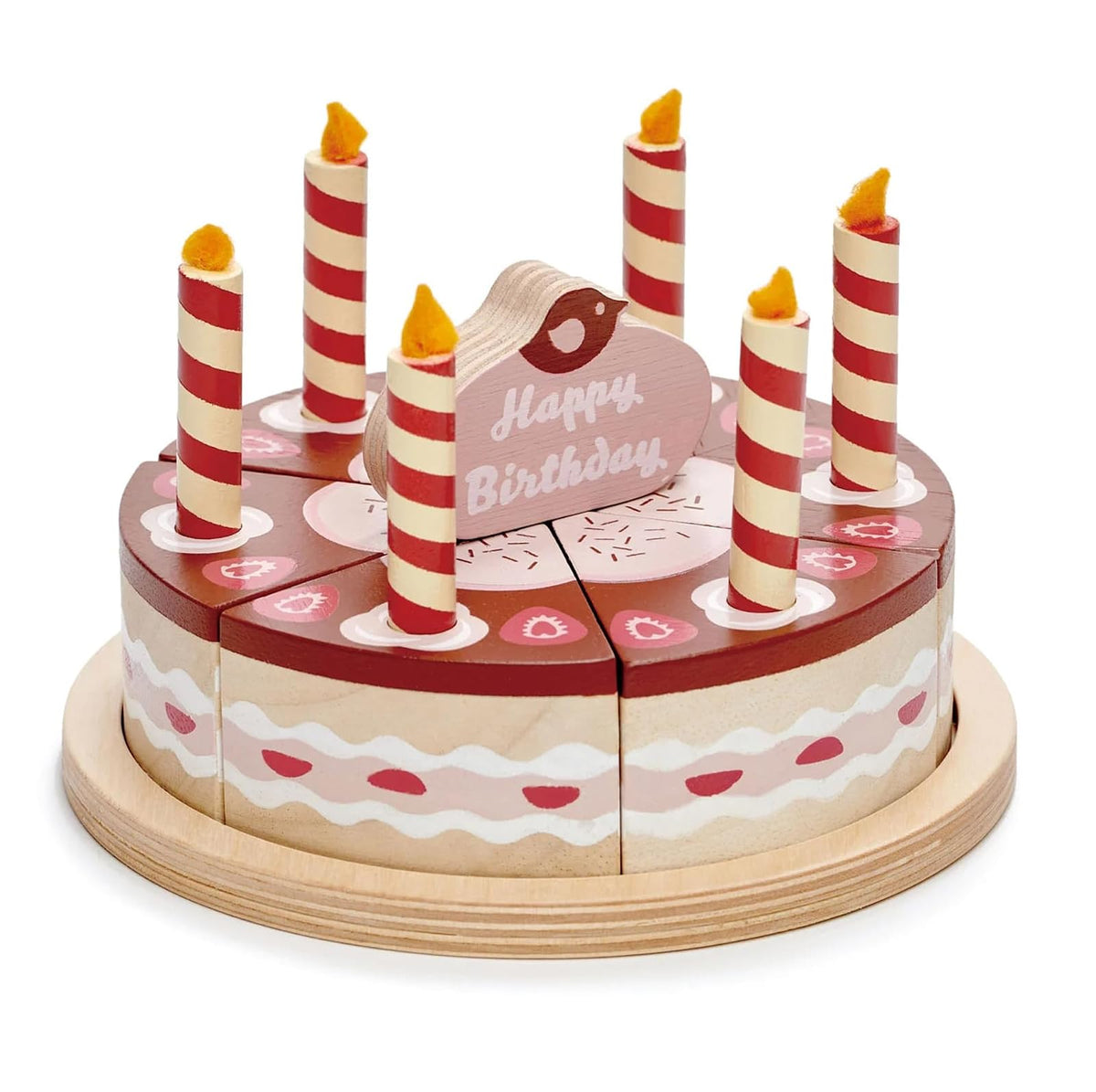 Tender Leaf Toys - Pretend Food Play Birthday Cake - Chocolate Birthday Cake