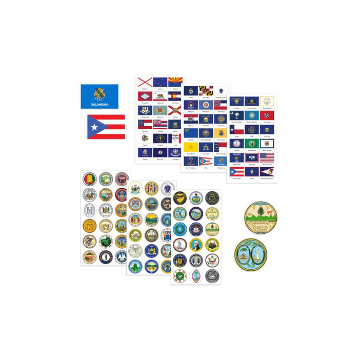 Hygloss Sticker Decal, 2 Sets, 50 Seals and 50 Flags