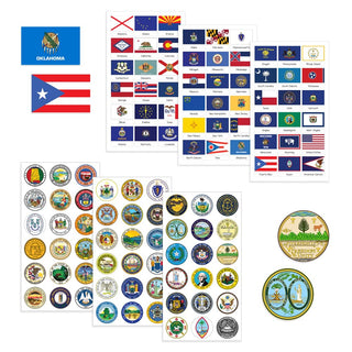 Hygloss Products US State Flags and Seals Stickers for Kids and Teachers, 108 Total Stickers, Includes 1 Set of All 50 United States Flags and Seals