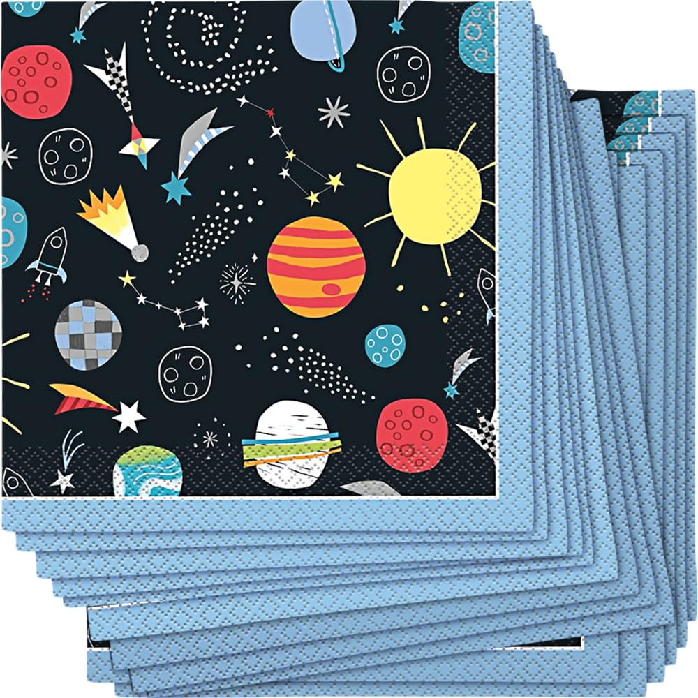 Unique Industries Unique 73262 Outer Space Luncheon Napkins 6 5 x 6 5 16ct, Multicolor