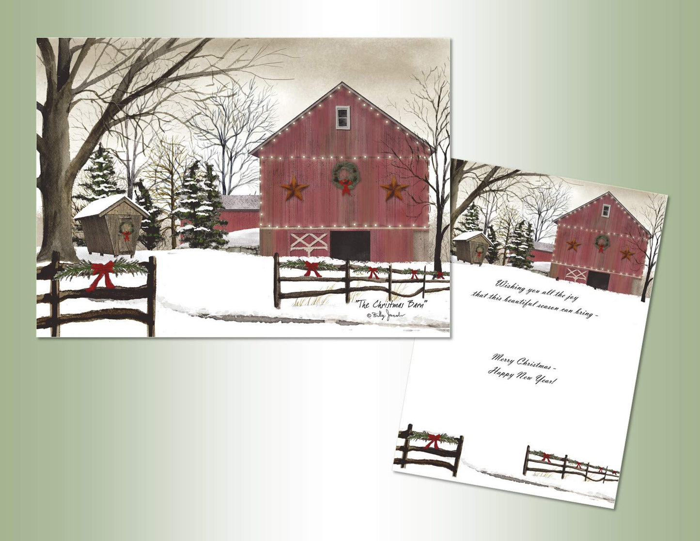 Lux Press Group Barn Scene Christmas Cards, Country Farm Design