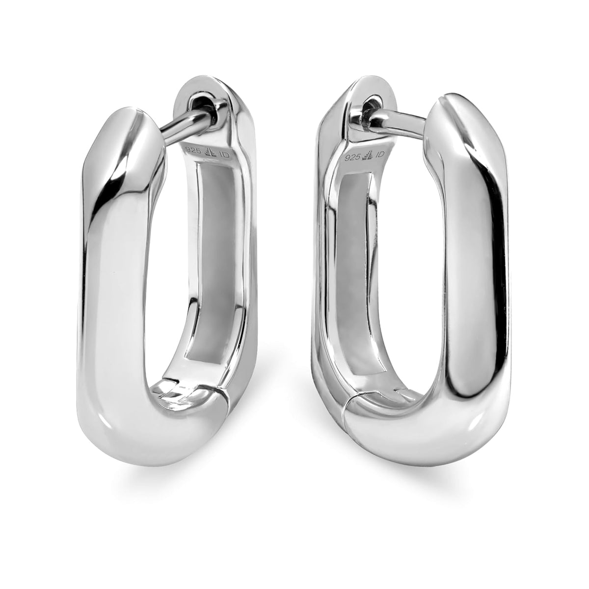 DEVATA Earring, 15mm x 12mm, Silver 925/Beveled Hoop DRN1131
