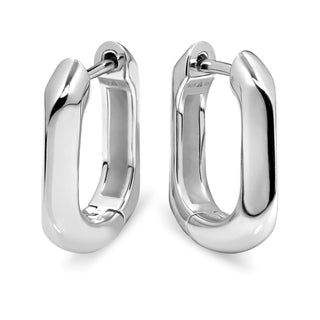 DEVATA Earring, 15mm x 12mm, Silver 925/Beveled Hoop DRN1131