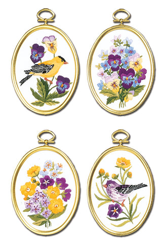 Design Works Crafts Janlynn Embroidery Kit, 4-1/4-Inch by 3-1/4-Inch, Wildflowers and Finches