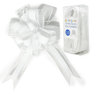 allgala Decorative Ribbon Trim, 8 Inch Jumbo (Pack of 10), White