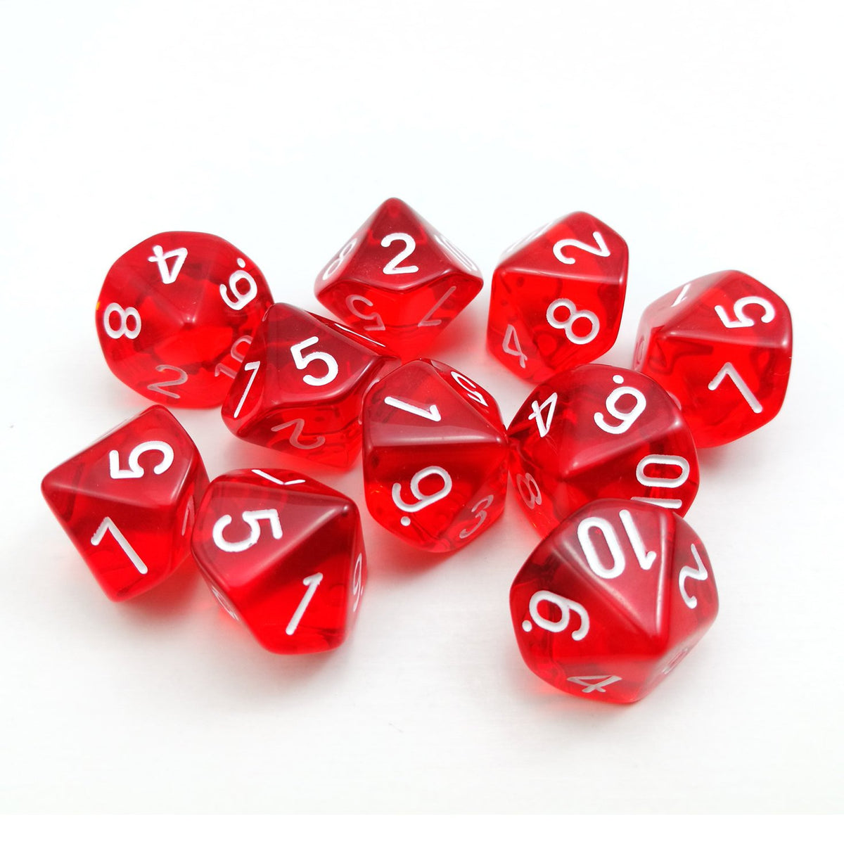BESCON DICE Game Dice, 16mm, D10 Gem Red 10pcs Set