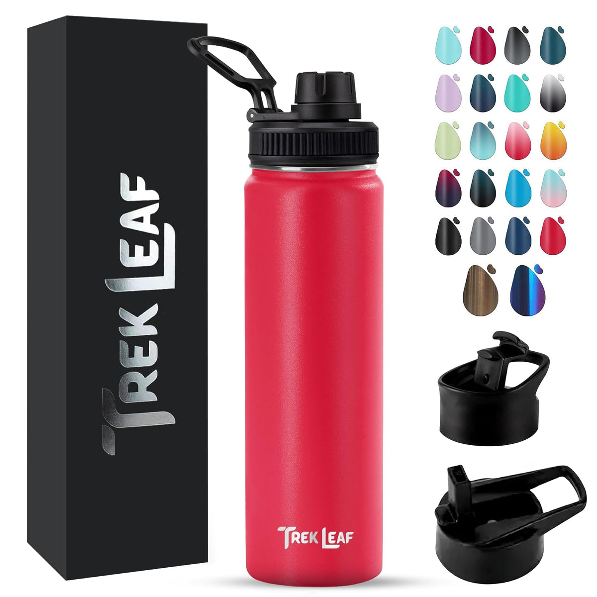 Trek Leaf Bottle, 22 Ounces, Red