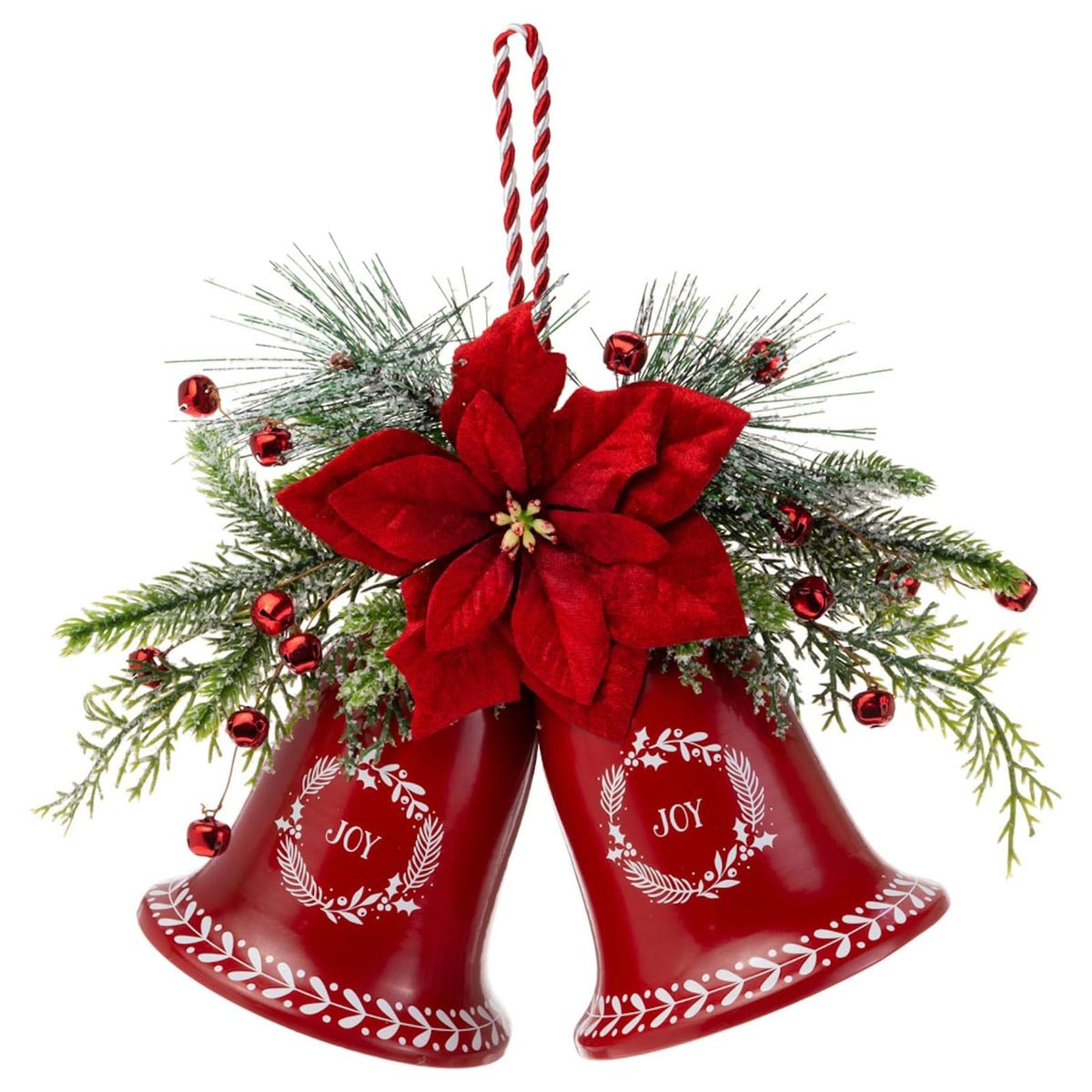 Boston International Hanging Ornament, 11.75" x 8", Joy Red Bells
