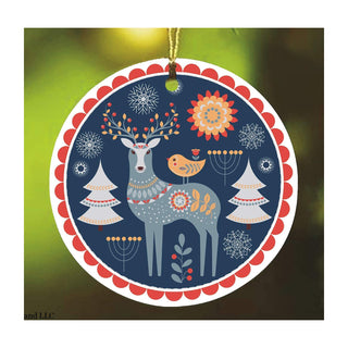 OrnamentallyYou Hanging Ornament, Scandinavian Folk Deer Christmas Ornament, Eth