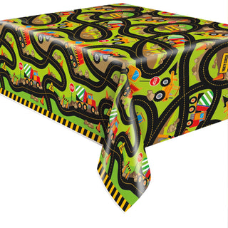 Unique Industries Construction Truck Birthday Plastic Tablecloth, 84" x 54"