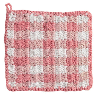 Mud Pie Pot Holder, 8" x 8", Pink Check