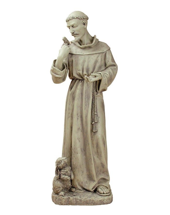 Roman Joseph Studio 89944 Tall St. Francis with Bunny Garden Statue, 24-Inch