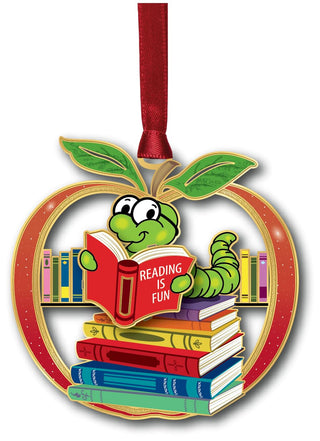 Beacon Design The Bookworm Ornament, 2.88-Inch, Multicolor