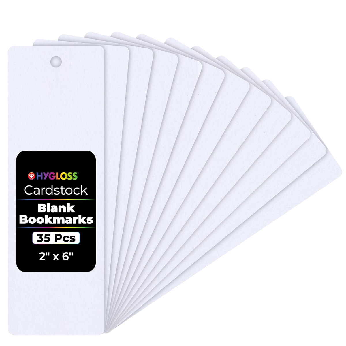 Hygloss Products White Bookmarks - Fun to Personalize - Cardstock Blank Bookmarks - 35 Pack, 2 X 6 in