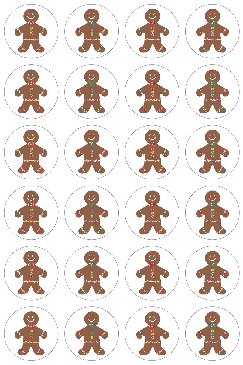 Hygloss Products Winter Christmas Gingerbread Man Stickers - 72 Sticker - 1 Inch, 3 Sheets