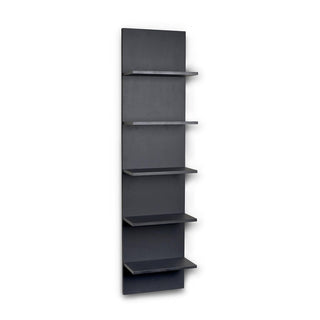 Danya B. Narrow Decorative Wall Mount Vertical Shelving Unit – Modern Column with 5 Shelves Home or Office for Books, Décor Display – Black Grain Finish
