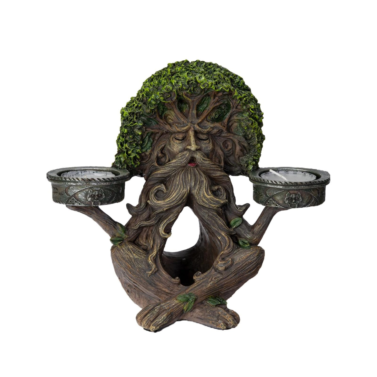 Pacific Giftware Candle Holder, 6.69" H, Brown and Green