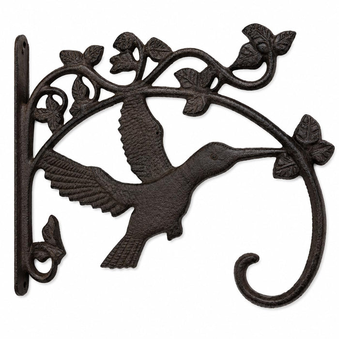 Comfy Hour 11 Inch Cast Iron Hummingbird Plant Hanger, Black Antique