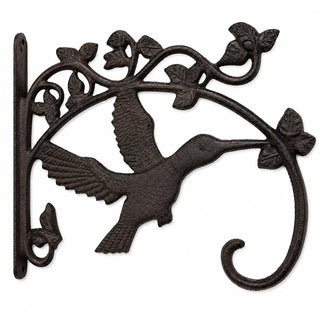 Comfy Hour 11 Inch Cast Iron Hummingbird Plant Hanger, Black Antique
