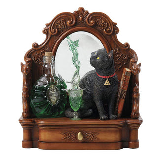 Unicorn Studio Veronese Design 8.5 Inch Lisa Parker Absinthe Fairy Black Cat Mirror with Drawer Polyresin Hand Painted Figurine Animal Sculpture
